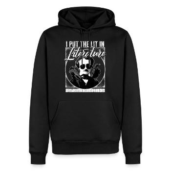 Literature Shirt, I Put The Lit In Literature Tee - Men’s Premium Organic Hoodie - black - Front - Nico (187cm)