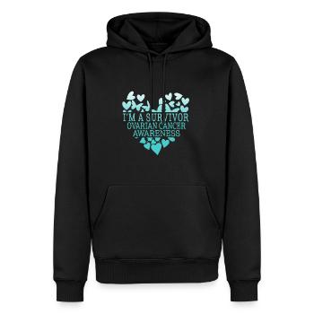 Ovarian Cancer Awareness Shirt, I'm A Survivor - Men’s Premium Organic Hoodie - black - Front - Nico (187cm)