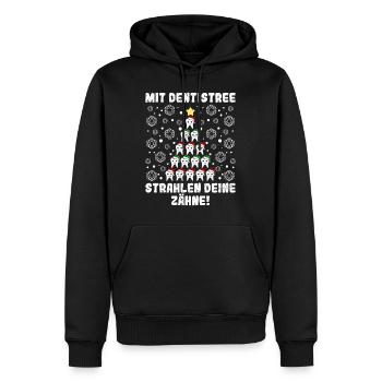 Weihnachtsbaum Mit Dentistree Strahlen deine Zähne - Männer Premium Bio Hoodie - Schwarz - Vorne - Nico (187cm)