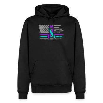 Aufklärungsshirt zur Suizidprävention, Suizid - Männer Premium Bio Hoodie - Schwarz - Vorne - Nico (187cm)