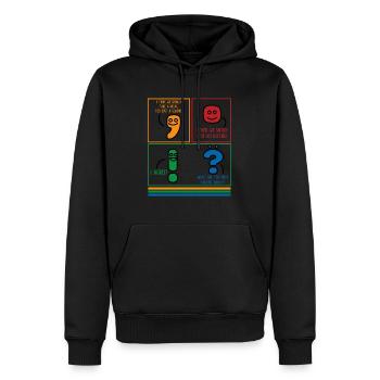Chemise de grammaire, ponctuation anglaise Funny Tee, - Sweat à capuche Premium bio Homme - noir - Devant - Nico (187cm)