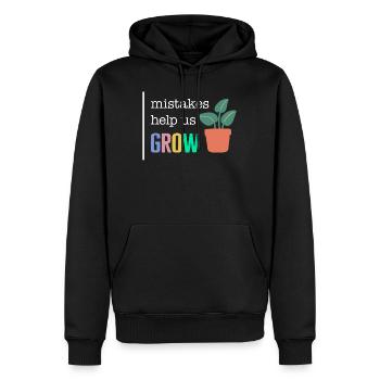 Motivational Shirt, Mistakes Help Us Grow Tee, - Men’s Premium Organic Hoodie - black - Front - Nico (187cm)