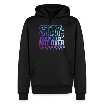 Suizidpräventions-Bewusstseins-Shirt, bleib dein - Männer Premium Bio Hoodie - Schwarz - Vorne - Nico (187cm)