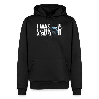 Fractured Shirt, I Was Fighting A Shark Tee, - Men’s Premium Organic Hoodie - black - Front - Nico (187cm)