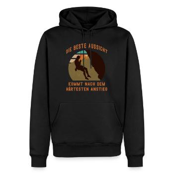 Bergsteiger Toprope Klettern Outdoor Wandern - Männer Premium Bio Hoodie - Schwarz - Vorne - Nico (187cm)