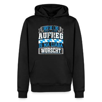 Bayerisch Bevor I Mi Aufreg is ma Liaba Wurscht - Männer Premium Bio Hoodie - Schwarz - Vorne - Nico (187cm)