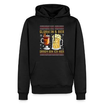 Glühwein und Bier Darum bin Ich Hier Weihnachten - Männer Premium Bio Hoodie - Schwarz - Vorne - Nico (187cm)