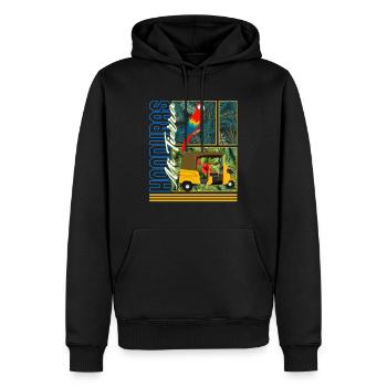 Honduras Hemd, Honduras Mi Tierra Papagei - Männer Premium Bio Hoodie - Schwarz - Vorne - Nico (187cm)