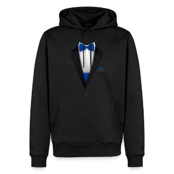 Conception de smoking avec noeud papillon royal bleu pour les mariages - Sweat à capuche Premium bio Homme - noir - Devant - Nico (187cm)