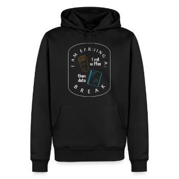 Sonderpädagogisches Shirt, erst Kaffee, dann Daten - Männer Premium Bio Hoodie - Schwarz - Vorne - Nico (187cm)