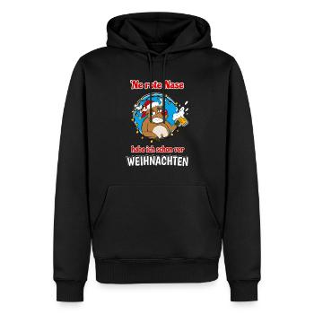 Rentier Rote Nase Bier Lustiges Alkohol Weihnachts - Männer Premium Bio Hoodie - Schwarz - Vorne - Nico (187cm)