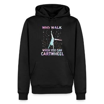 Pourquoi marcher quand on peut faire la roue, gymnaste - Sweat à capuche Premium bio Homme - noir - Devant - Nico (187cm)