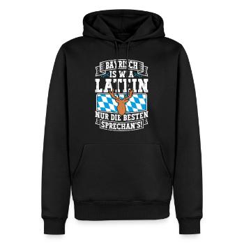 Bayerisch is Wia Latein München Shirt Bayern - Männer Premium Bio Hoodie - Schwarz - Vorne - Nico (187cm)