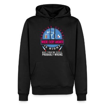 Nurse Shirt, Nursing School Where Every Answer Is - Men’s Premium Organic Hoodie - black - Front - Nico (187cm)