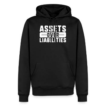 Accounting Shirt, Assets Over Liabilities Tee, - Men’s Premium Organic Hoodie - black - Front - Nico (187cm)