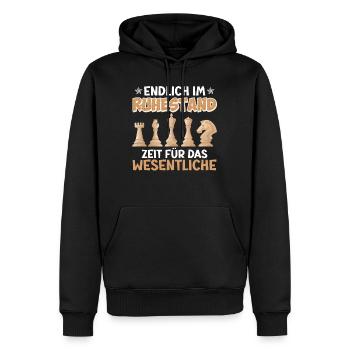 Endlich Ruhestand Zeit für das Wesentliche Schach - Männer Premium Bio Hoodie - Schwarz - Vorne - Nico (187cm)