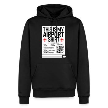 Urlaubshemd, das ist mein Flughafenhemd-Datum - Männer Premium Bio Hoodie - Schwarz - Vorne - Nico (187cm)