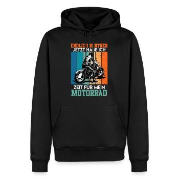 Endlich Rente Jetzt hab ich Zeit für mein Motorrad - Männer Premium Bio Hoodie - Schwarz - Vorne - Nico (187cm)