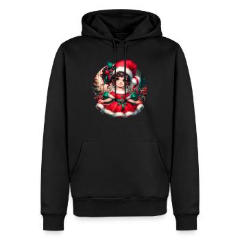 Weihnachtsmann-Mädchen-Illustration Lustige Weihnachten - Männer Premium Bio Hoodie - Schwarz - Vorne - Nico (187cm)