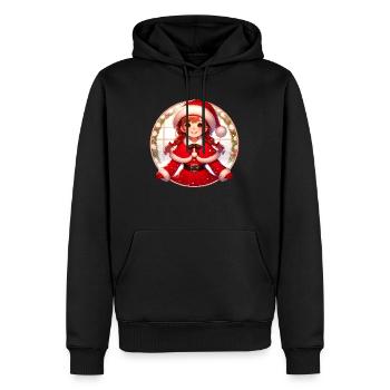 Weihnachtsmann-Mädchen-Illustration Lustige Weihnachten - Männer Premium Bio Hoodie - Schwarz - Vorne - Nico (187cm)