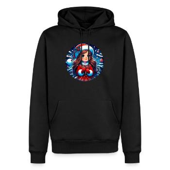 Weihnachtsmann-Mädchen-Illustration Lustige Weihnachten - Männer Premium Bio Hoodie - Schwarz - Vorne - Nico (187cm)