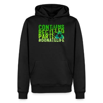 Organ Transplant Shirt, Contains Recycled Parts - Men’s Premium Organic Hoodie - black - Front - Nico (187cm)