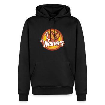 Hotdog Shirt, I Love Weiners Heart Hotdogs Cute - Men’s Premium Organic Hoodie - black - Front - Nico (187cm)