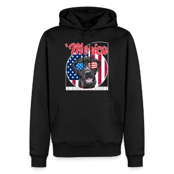 Amerika Hemd, Merica Deutsch Kurzhaar Vorstehhund - Männer Premium Bio Hoodie - Schwarz - Vorne - Nico (187cm)