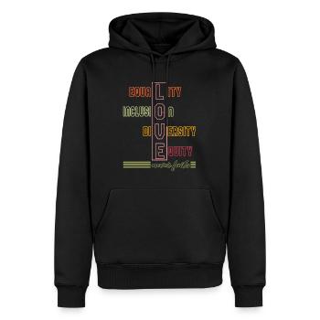 Sped Shirt, Equality Inclusion Diversity Equity - Men’s Premium Organic Hoodie - black - Front - Nico (187cm)