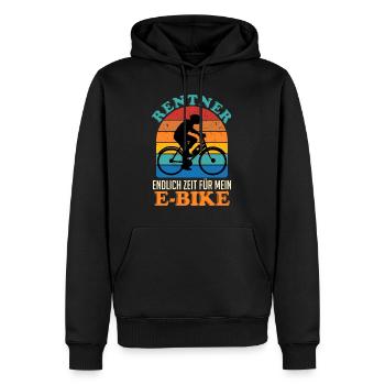 Rentner Endlich Zeit für mein E-Bike Ruhestand - Männer Premium Bio Hoodie - Schwarz - Vorne - Nico (187cm)