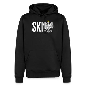 Polish Eagle Shirt, Ski Polish Surname Poland - Men’s Premium Organic Hoodie - black - Front - Nico (187cm)