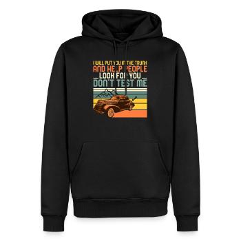 Ich werde dich in den Kofferraum stecken und den Leuten helfen, auszusehen - Männer Premium Bio Hoodie - Schwarz - Vorne - Nico (187cm)