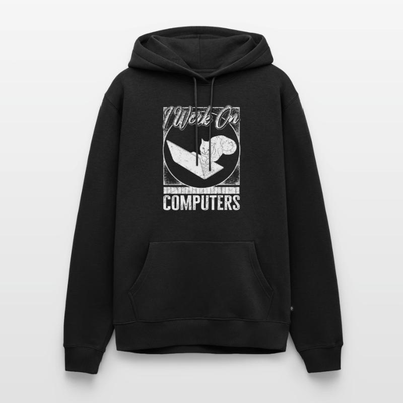 Programmer Shirt, I Work On Computers Tee, Coding Men’s Premium Organic Hoodie