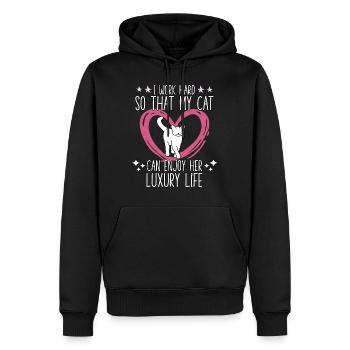 Lustiger Katzenspruch Katzenbesitzer Katzenmotiv - Männer Premium Bio Hoodie - Schwarz - Vorne - Nico (187cm)