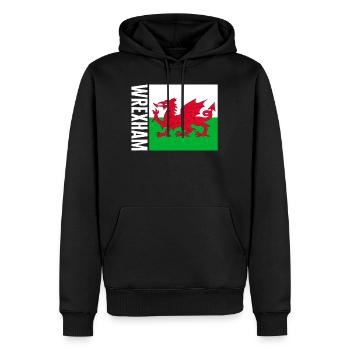 Welsh Flag Shirt, Wrexham Tee, Gift For Proud - Men’s Premium Organic Hoodie - black - Front - Nico (187cm)