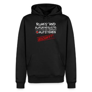Ruhestand Aufgabenliste Aufstehen Geschafft - Männer Premium Bio Hoodie - Schwarz - Vorne - Nico (187cm)