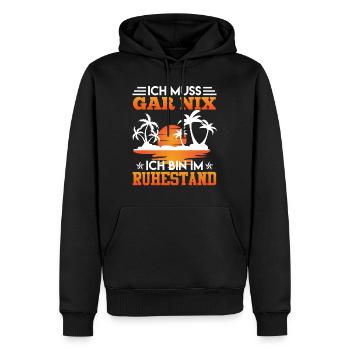 Rente Ich muss Gar Nix ich bin im Ruhestand - Männer Premium Bio Hoodie - Schwarz - Vorne - Nico (187cm)