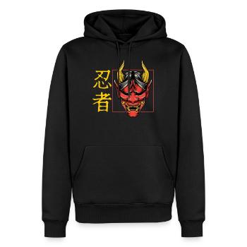 Chemise Shinobi, démon japonais Hannya Shinobi Oni - Sweat à capuche Premium bio Homme - noir - Devant - Nico (187cm)
