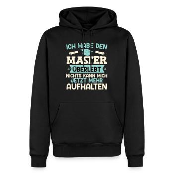 Masterabschluss Habe den Master Überlebt - Männer Premium Bio Hoodie - Schwarz - Vorne - Nico (187cm)