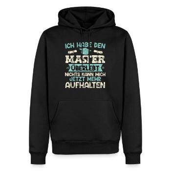 Master Party Habe den Master Überlebt Masterarbeit - Männer Premium Bio Hoodie - Schwarz - Vorne - Nico (187cm)
