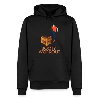 Gym Shirt, Booty Workout Pirate's Treasure Chest - Men’s Premium Organic Hoodie - black - Front - Nico (187cm)