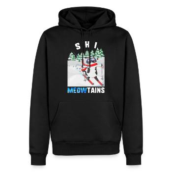 Ski-Shirt, Ski Mauzi niedliche Katze Ski Ski Down - Männer Premium Bio Hoodie - Schwarz - Vorne - Nico (187cm)