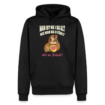 Lustige Rentner Sprüche Faultier Kaffee Herz - Männer Premium Bio Hoodie - Schwarz - Vorne - Nico (187cm)