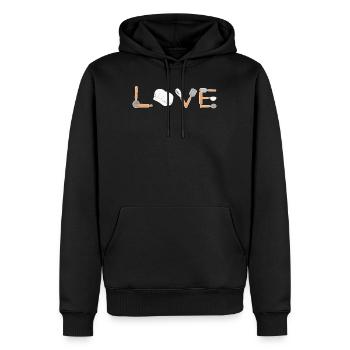 Pâtisserie Love LOVE Confiserie Pâtisserie Pâtisserie Confiseur - Sweat à capuche Premium bio Homme - noir - Devant - Nico (187cm)