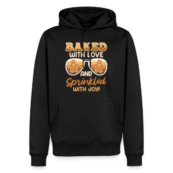 Cuit avec amour et saupoudré de joie ! Gingerbread - Sweat à capuche Premium bio Homme - noir - Devant - Nico (187cm)