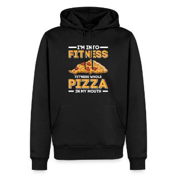 Pizzabacken I'm Into Fitness Whole Pizza in Mouth - Männer Premium Bio Hoodie - Schwarz - Vorne - Nico (187cm)