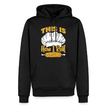 Voici comment je roule la cuisson du pain - Sweat à capuche Premium bio Homme - noir - Devant - Nico (187cm)