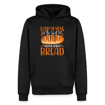 Le bonheur de la cuisson du pain est l’odeur du pain fraîchement cuit - Sweat à capuche Premium bio Homme - noir - Devant - Nico (187cm)