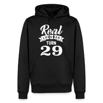 Echte Legenden werden 29, 29 Geburtstag - Männer Premium Bio Hoodie - Schwarz - Vorne - Nico (187cm)