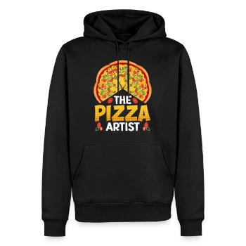 Fan de pizza L’artiste de la pizza Amateur de pâtisserie - Sweat à capuche Premium bio Homme - noir - Devant - Nico (187cm)